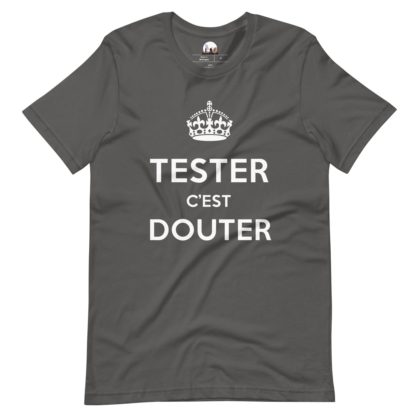 T-shirt développeur unisexe Tester c’est douter