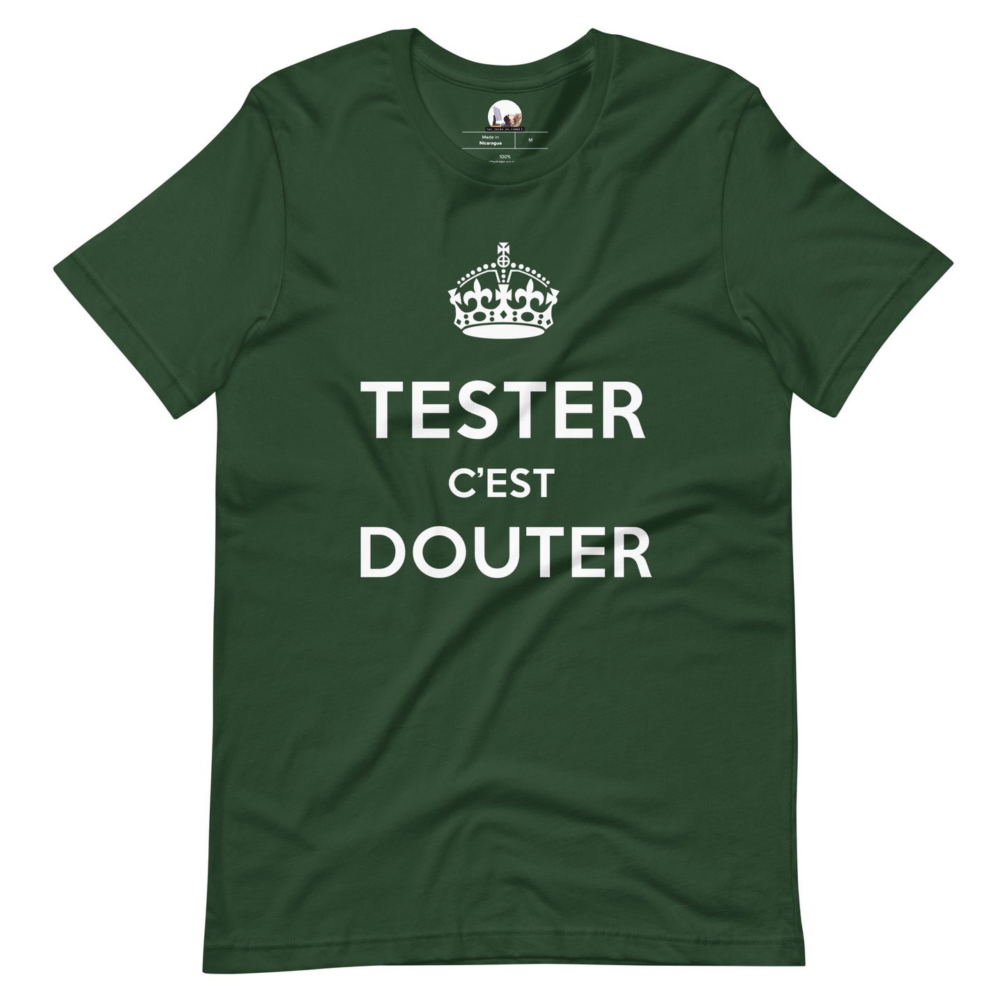 T-shirt développeur unisexe Tester c’est douter