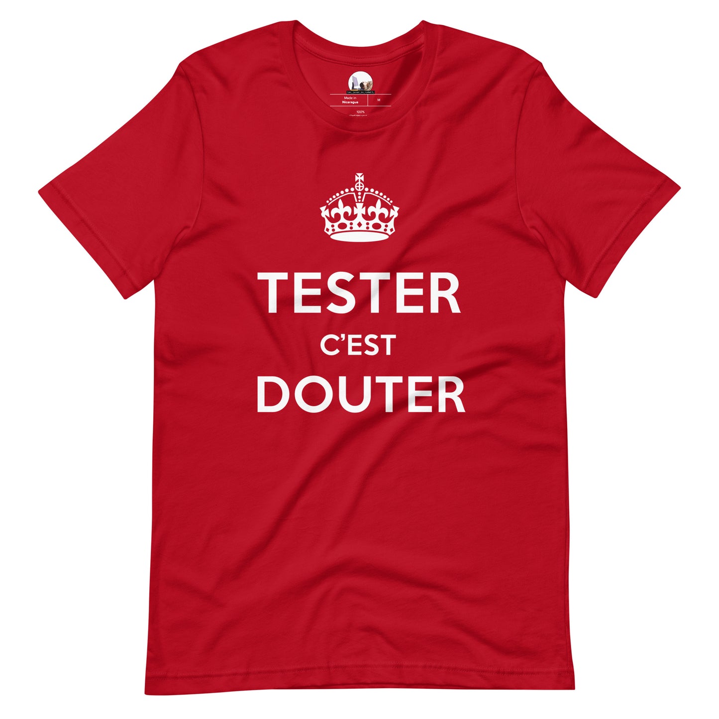 T-shirt développeur unisexe Tester c’est douter